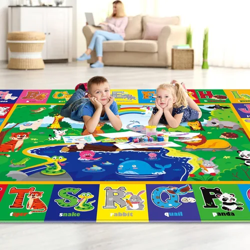 Miniatura 5 de Alfombra de juego para bebé para piso, alfombra de gateo de 6 pies 7 pulgadas x 9 pies, alfombra de juego para bebés de superficie suave, no tóxica