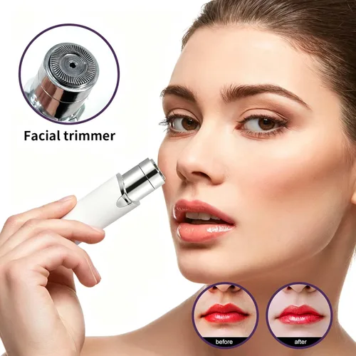 Miniatura 3 de 2-in-1 Women’s Facial Hair Trimmer, Lipstick Size Portable Electric Razor, for Eyebrows, Nose Hair, Upper Lip, Chin, Peach Fuzz