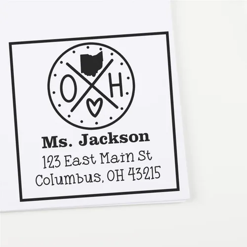 Miniatura 48 de Sello entintado moderno con nombre y dirección del estado de Alabama – Sello de dirección de devolución personalizado para invitaciones de despedida