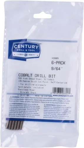 Miniatura 5 de Century Drill & Tool, 26809, 9/64", broca Jobber, ProGrade, acero cobalto, paquete de brocas de alta velocidad