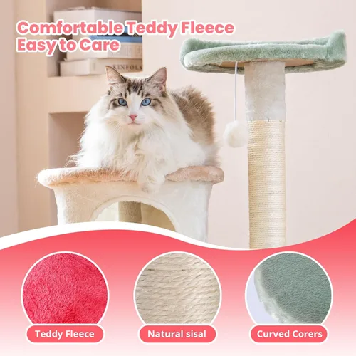 Miniatura 5 de HYABi Torre de árbol de gato de 42.7 pulgadas, muebles de condominio, apartamento de felpa, hábitat de peluche, plataforma de diversión, varios