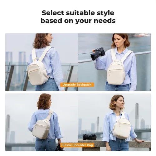 Miniatura 8 de K&F CONCEPT Mochila para cámara, bolsa ligera para fotógrafos, bolsa de fotografía portátil compatible con Canon/Nikon/Sony, color beige Beige-02