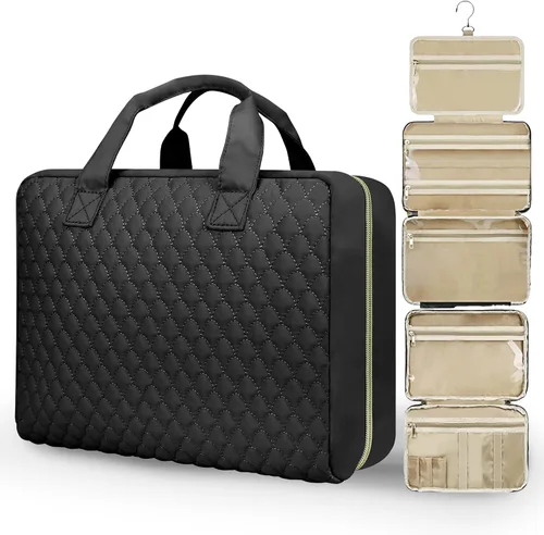 Neceser de viaje desmontable para mujer – Neceser grande para mujeres que viajan – Bolsa de maquillaje colgante para cosméticos, organizador para