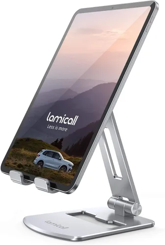 Lamicall Soporte ajustable para tablet – Base plegable para teléfono, soporte giratorio de 360°, para tabletas de 4.7 a 13 pulgadas, iPad Pro 11,