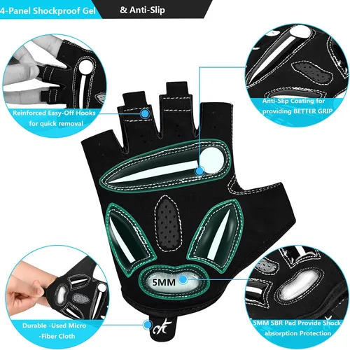 Miniatura 3 de BIKINGMOREOK Guantes de ciclismo para hombres y mujeres, guantes de bicicleta transpirables, almohadillas de gel de 0.197in, guantes de bicicleta