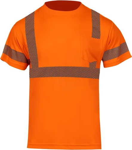 Miniatura 2 de FONIRRA Hi Vis - Camisetas de seguridad con bolsillo para hombre, manga larga, reflectante, ANSI Clase 2, para trabajo Naranja_3 piezas