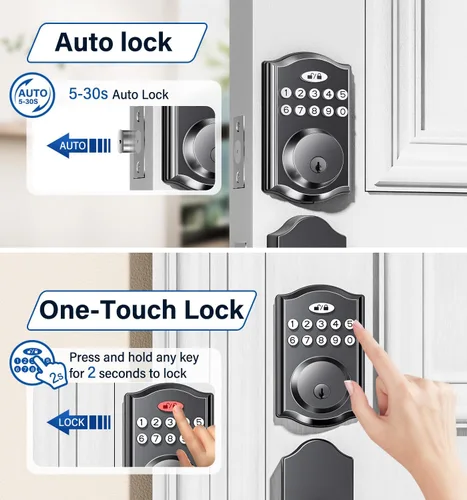 Miniatura 3 de Cerradura de puerta con 2 manijas de palanca, cerradura de puerta de entrada sin llave, cerrojo de teclado electrónico, código inteligente digital