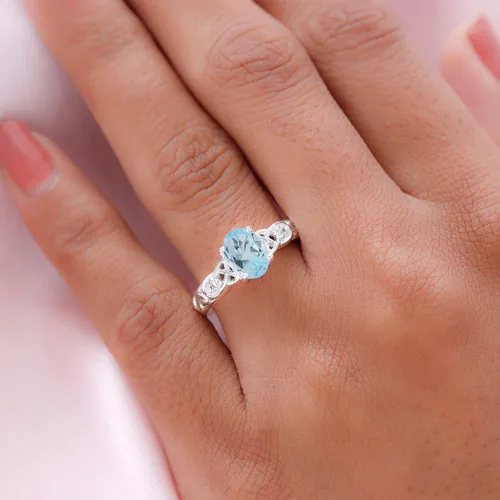 Miniatura 6 de Compra hermosos anillos de compromiso LC para mujer, piedra de topacio azul, plata de ley 925, piedra natal de amor, Metal, Topacio