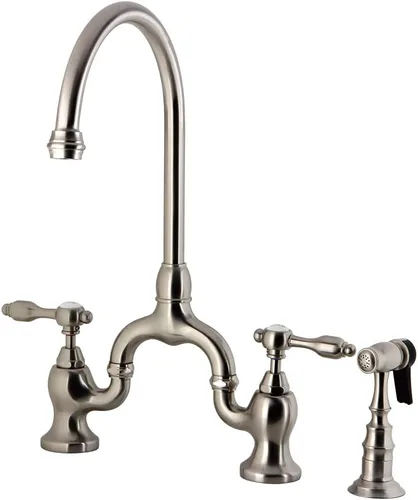 Miniatura 2 de Kingston Brass KS7792TALBS Tudor Bridge - Grifo de cocina, latón pulido, 13,88 x 7,75 x 16,81