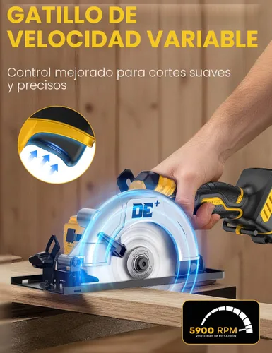 Miniatura 2 de Sierra circular inalámbrica sin escobillas, para batería DeWalt 20V Max, hoja de aleación de aluminio de 6 pulgadas, 5900 RPM, 4.2 libras ligera