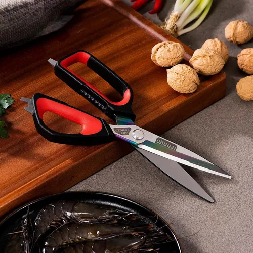 Miniatura 3 de LIVINGO Tijeras de cocina resistentes, con revestimiento de titanio, forjadas en caliente, afiladas, multiusos, de acero inoxidable, para el hogar