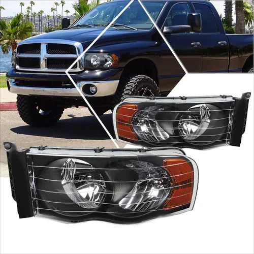 PM PERFORMOTOR Conjunto de faros Compatible con Dodge Ram 1500 2002 2003 2004 2005/Dodge Ram 2500 3500 2003 2004 2005 2 piezas de lámparas de