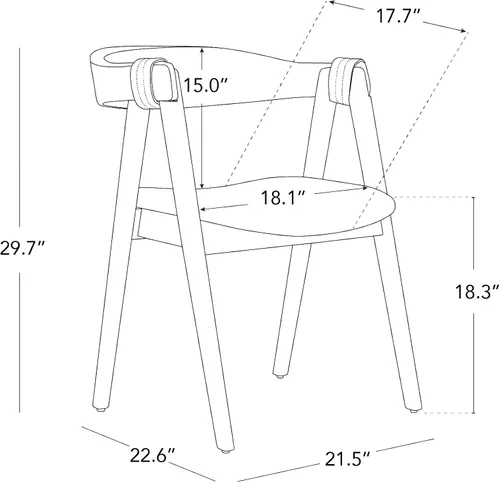 Miniatura 2 de CHITA Juego de 2 sillas de comedor de madera, modernas sillas de cocina tapizadas de felpilla con patas de goma y respaldo curvo, sillas de tela