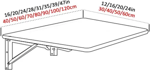 Miniatura 2 de Mesa plegable de pared con pintura de piano blanco, mesa de comedor para encimera de cocina, escritorio de computadora, 15.7-47.2 in, con soporte