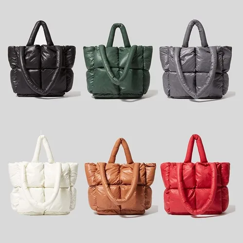 Miniatura 4 de Bolsa de mano acolchada grande para invierno, suave, acolchada, para hombro, de lujo, a la moda, para mujer