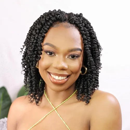Miniatura 42 de Pelo de ganchillo Passion Twist de 10 pulgadas, 8 paquetes, cabello Passion Twist pre-trenzado, cabello de ganchillo Passion Twist para mujeres 1b