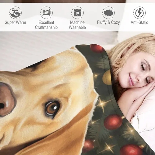 Miniatura 4 de Yellow Lab - Manta de Labrador de Navidad, linda y divertida para varios perros y mascotas, manta de verano de 30 x 40 pulgadas, manta de franela