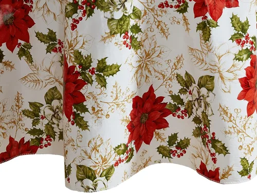 Elrene Home Fashions - Mantel de vinilo resistente al agua y a las manchas con reverso de franela, 60 x 84 pulgadas, diseño navideño