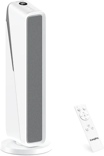 EasyKey Calentador de espacio para habitaciones grandes, calentador eléctrico de interior de 24 pulgadas, calentador PTC de cerámica de 1500 W,