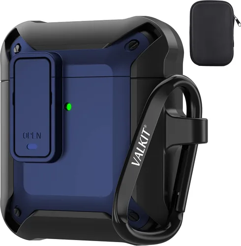 Miniatura 14 de Valkit Funda para Airpods para hombres con cerradura, funda de cuerpo completo con llavero para AirPods de Apple a prueba de golpes, funda