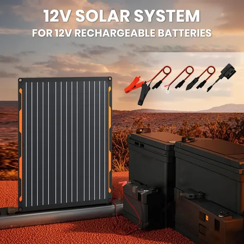 Miniatura 3 de FlexSolar Kit de cargador de panel solar de 20 W y 12 V con controlador de carga integrado, cargador de batería solar impermeable portátil, enchufe