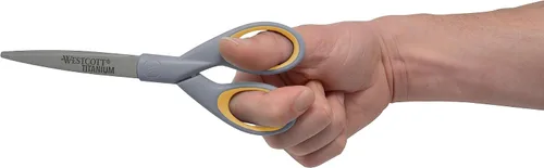 Miniatura 8 de Westcott 13824 Tijeras puntiagudas de titanio con asas suaves, de 7 y 5 pulgadas, color gris/amarillo (paquete de 2)