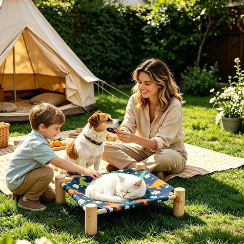 Miniatura 3 de Dog Hammock - Cat Hammock Bed Wooden Elevated Dog Bed, Stable Removable Sleeping Cot, Quick to Install Pet Cot for Home Living Room Apartment Dorm