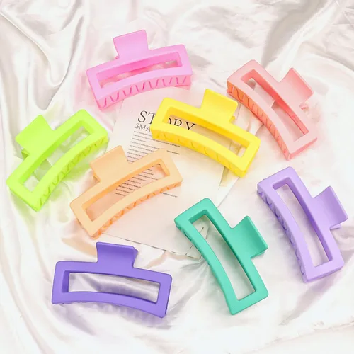Miniatura 8 de 8 pinzas para el cabello cuadradas extra grandes de 5 pulgadas, pinzas rectangulares mate para mujeres y niñas, pinzas de sujeción fuerte XL jumbo