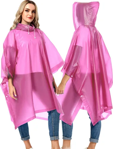 Miniatura 39 de Paquete de 2 ponchos de lluvia para adultos, reutilizables, impermeables, de supervivencia, emergencia, resistente, con capucha con cordón