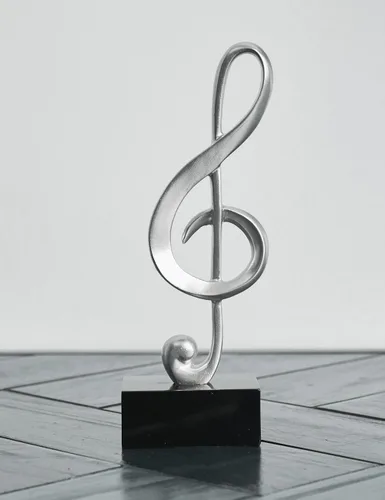 Miniatura 5 de HAUCOZE 3 piezas de decoración de notas musicales regalo musical mesa centro de mesa escultura estatua para sala de piano casa oficina plata 7.5