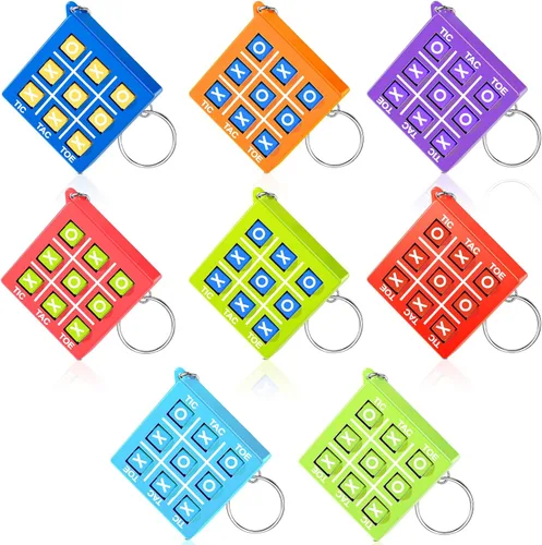 Hicarer 32 llaveros de fiesta de Tic Tac Toe para fiesta de cumpleaños a granel, regalos de fin de año para estudiantes, niños de 8 a 12 años, Color