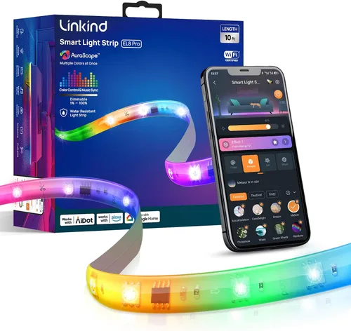 Linkind AuraScape - Tira de luces LED inteligentes de 10 pies, tira de luz WiFi segmentada que cambia de color, compatible con Alexa y Google Home,