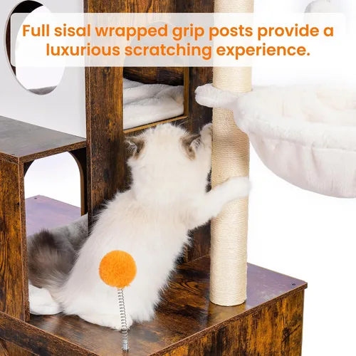 Miniatura 6 de Heybly Árbol para Gatos con Compartimento para Caja de Arena para Gatos Grandes de Interior, Torre para Gatos Grandes de 20 Libras de Servicio