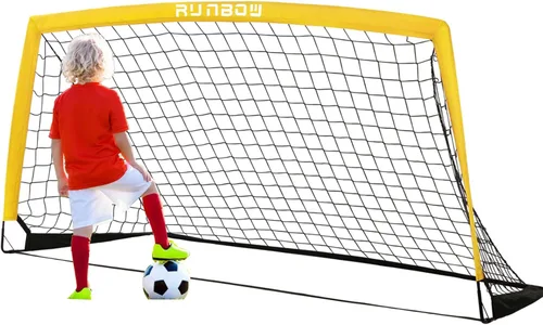 Miniatura 21 de Portería de fútbol infantil de 6 x 4 pies con bolsa de transporte, red de fútbol plegable portátil para entrenamiento de práctica en el patio