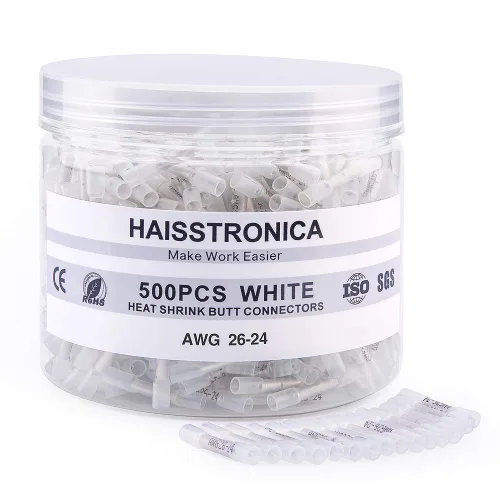 Miniatura 9 de haisstronica 120 conectores de tope termocontraíbles amarillos de 12-10 Awg, cobre rojo estañado, 0.039 in, conectores de alambre de crimpado
