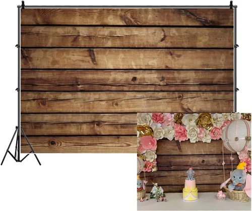 Telones de Fondo de Madera de 3.05x2.44m para Fotografía Vintage Desgastado Tableros de Madera de Fondo Sin Costuras Marrón para Pared de Foto Libre