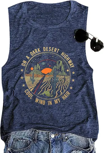 Miniatura 5 de Camisetas sin mangas de aventura para mujer, camisetas de carretera del desierto para mujer, diseño gráfico de la naturaleza, para verano, sin