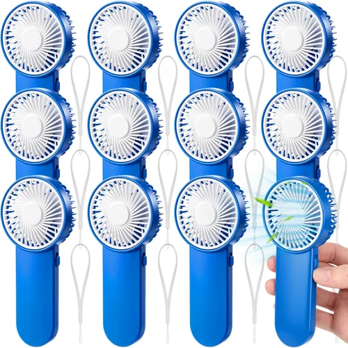 Miniatura 16 de Sumind 6 unidades de pequeño ventilador portátil personal pequeño a granel de 1 velocidad eléctrico lindo alimentado por batería para el cuello