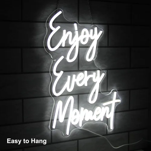 Miniatura 2 de Disfruta Cada Momento Letreros de Neón para Pared Letras de Neón Blancas Luces LED Letrero de Letras Dimmable Luces Iluminadas para Dormitorio Bar