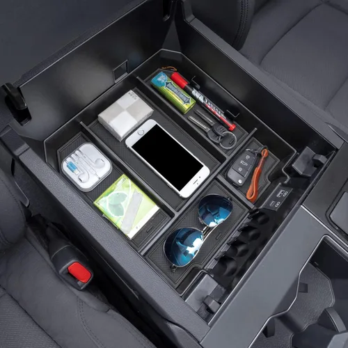 Miniatura 6 de JDMCAR Organizador de consola central compatible con accesorios Toyota Tundra 2022-2025 2026 y reposabrazos Toyota Sequoia 2023-2026, caja de Negro
