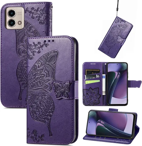Miniatura 10 de GYHOYA Funda tipo cartera compatible con Moto G Stylus 5G 2023 para mujer, de piel, con función atril magnético y tarjetero, funda protectora