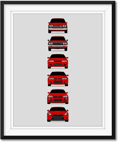 Miniatura 14 de Custom Car Posters Póster hecho a mano compatible con Nissan Skyline GT-R e impresión de Nissan Skyline GTR (KPGC10, KPGC110, R32, R33, R34, R35)
