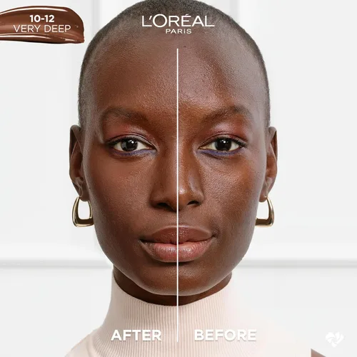 Miniatura 2 de L'Oreal Paris True Match Nude Hyaluronic Tinted Serum Foundation con 1% de ácido hialurónico, muy profundo 10-12, 1 onza líquida