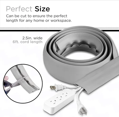 Miniatura 2 de Cordinate - Cubierta de cable para piso de 6 pies, protector de cable, oculta cables de extensión, protege cables, previene tropiezos con cables