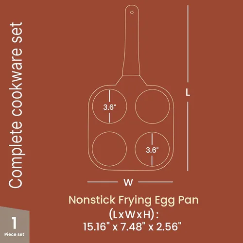 Miniatura 2 de Sartén antiadherente para freír huevos de 4 tazas con acabado de mármol blanco y granito, sartén para panqueques, libre de PFOS y PFOA, aluminio