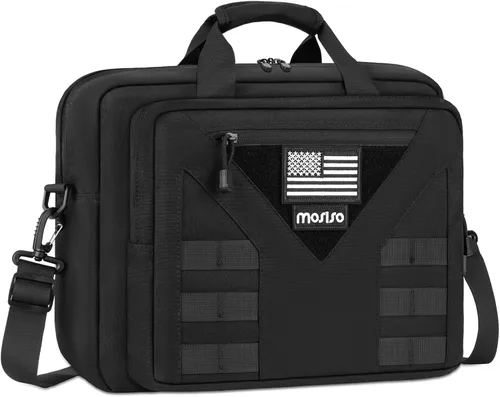 MOSISO Bolsa táctica para laptop de 15.6 pulgadas para hombre, bolsa de mensajero táctica de 15-16 pulgadas, bolsa de hombro con múltiples Negro