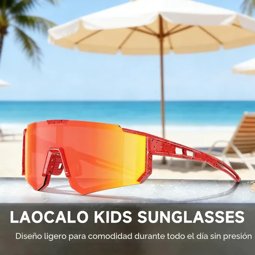 Miniatura 4 de Gafas de sol de béisbol deportivas para jóvenes, ligeras, polarizadas, para sóftbol, ciclismo, para niños y niñas de 3 a 12 años C01-red