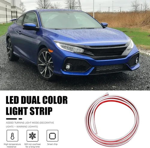 Miniatura 5 de DREAMOTOR Tira de luz para capó de automóvil de 60 pulgadas, luz LED dinámica para exterior blanca, flexible e impermeable, tira de luz diurna