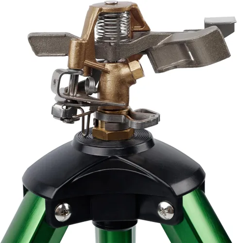 Miniatura 8 de Biswing Cabezal de aspersor de impacto en base de trípode, rociadores de césped resistentes, riego de área grande de 360 grados, boquilla