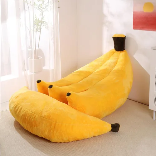Miniatura 13 de Sofá de frijoles con otomana IEVENW en forma de banana, sofá de piso con reposapiés, cómodo sofá cama convertible para adultos, sofá de felpa